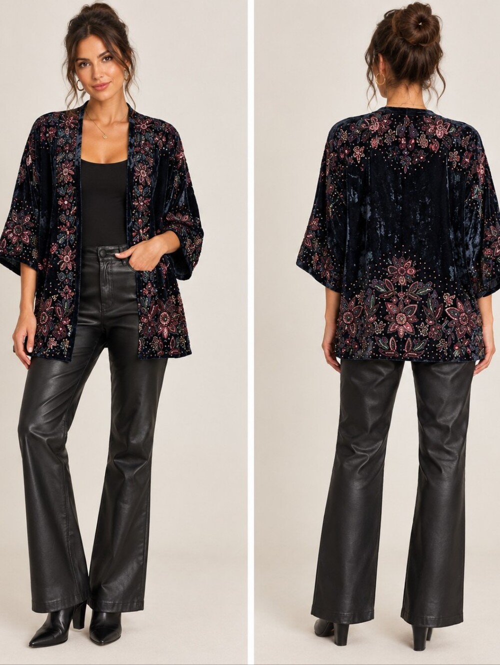 NWOT A Picture's Worth Velvet Floral Kimono Kimono Size Xs